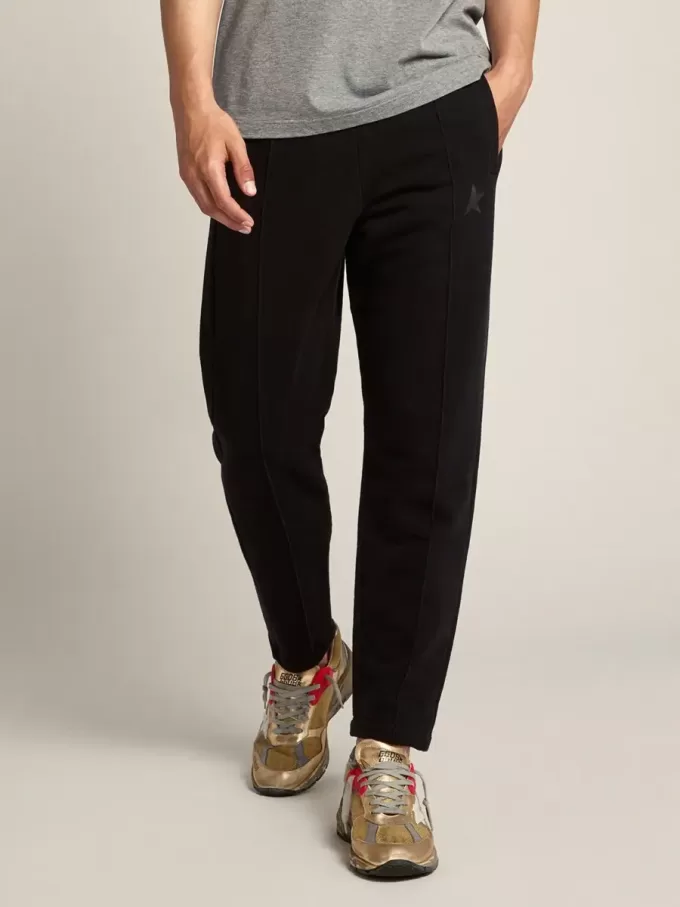 Pantaloni de jogging negri pentru bărbați, cu stea pe partea din față Pantaloni de jogging negri pentru bărbați, cu stea pe partea din față