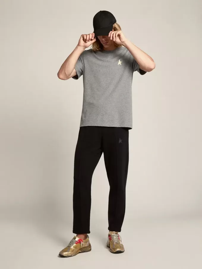 Pantaloni de jogging negri pentru bărbați, cu stea pe partea din față Pantaloni de jogging negri pentru bărbați, cu stea pe partea din față