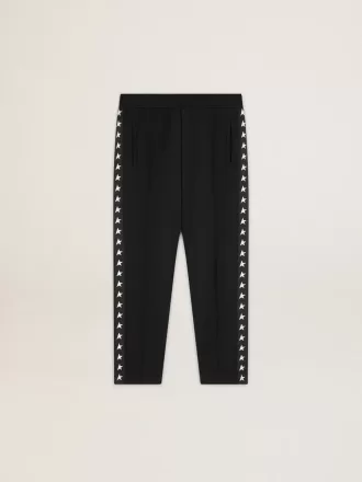 Pantaloni de jogging negri pentru bărbați, cu stele albe pe laterale