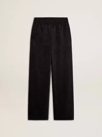 Pantaloni de jogging negri pentru femei, cu imprimeu toile de jouy ton pe ton
