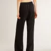 Pantaloni de jogging negri pentru femei, cu imprimeu toile de jouy ton pe ton Pantaloni de jogging negri pentru femei, cu imprimeu toile de jouy ton pe ton