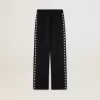 Pantaloni de jogging negri pentru femei, cu stele albe pe laterale Pantaloni de jogging negri pentru femei, cu stele albe pe laterale