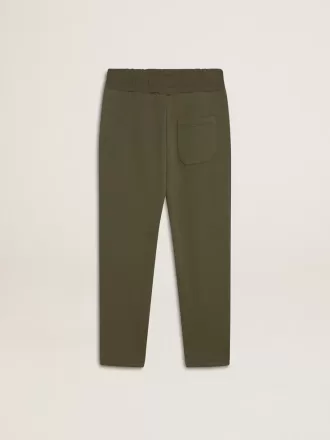 Pantaloni de jogging pentru băieți, de culoare verde militar, cu stele albe