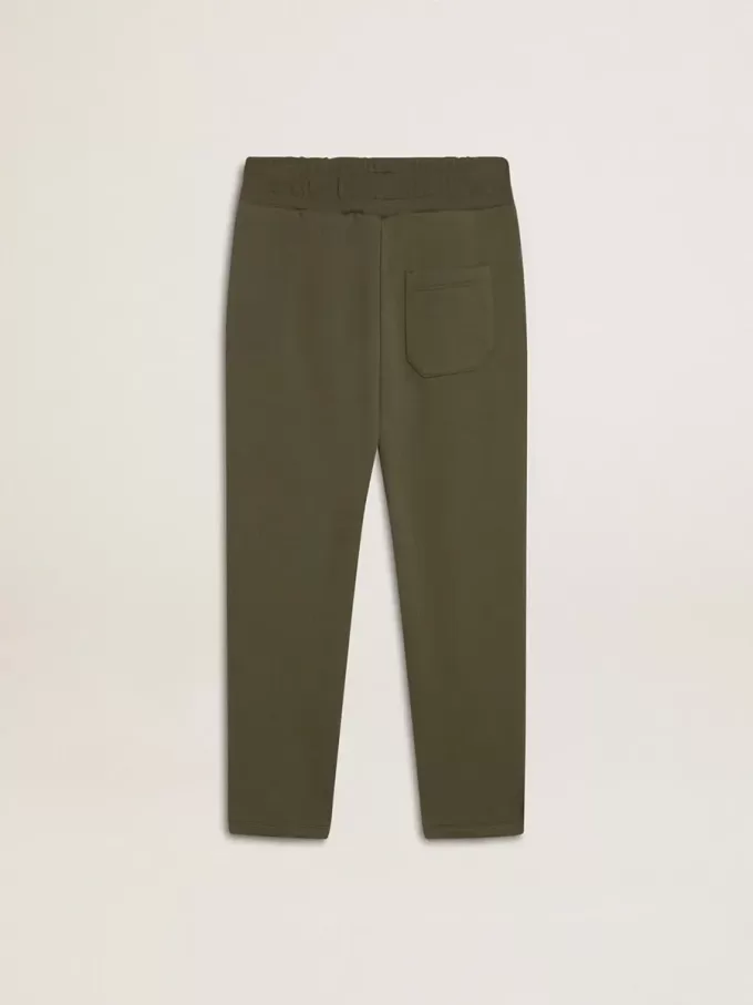Pantaloni de jogging pentru băieți, de culoare verde militar, cu stele albe Pantaloni de jogging pentru băieți, de culoare verde militar, cu stele albe