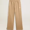 Pantaloni de jogging pentru bărbați, de culoare bej deschis, cu logo alb Pantaloni de jogging pentru bărbați, de culoare bej deschis, cu logo alb