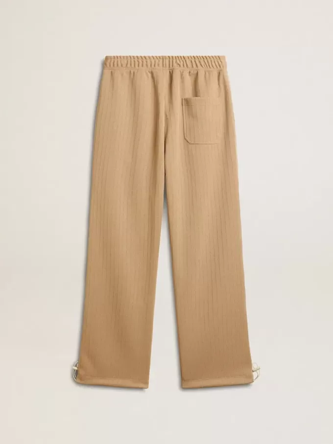 Pantaloni de jogging pentru bărbați, de culoare bej deschis, cu logo alb Pantaloni de jogging pentru bărbați, de culoare bej deschis, cu logo alb