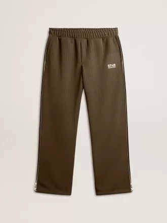 Pantaloni de jogging pentru bărbați, de culoare verde militar, cu logo alb