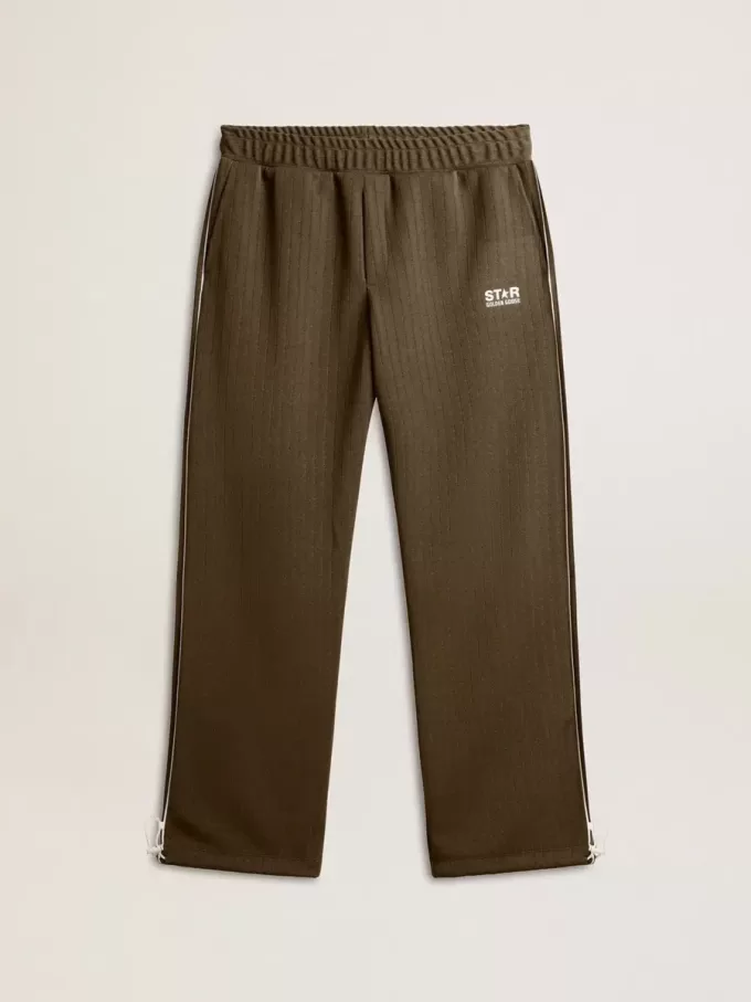 Pantaloni de jogging pentru bărbați, de culoare verde militar, cu logo alb Pantaloni de jogging pentru bărbați, de culoare verde militar, cu logo alb