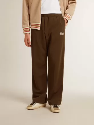 Pantaloni de jogging pentru bărbați, de culoare verde militar, cu logo alb