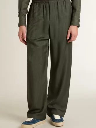 Pantaloni de jogging pentru bărbați, de culoare verde închis, cu dungi verticale