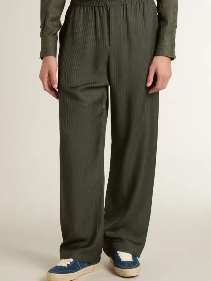 Pantaloni de jogging pentru bărbați, de culoare verde închis, cu dungi verticale Pantaloni de jogging pentru bărbați, de culoare verde închis, cu dungi verticale