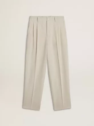 Pantaloni de jogging pentru bărbați din amestec de lână kaki