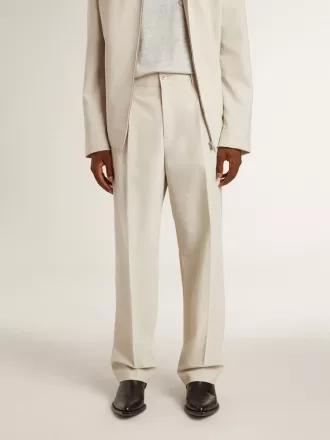 Pantaloni de jogging pentru bărbați din amestec de lână kaki
