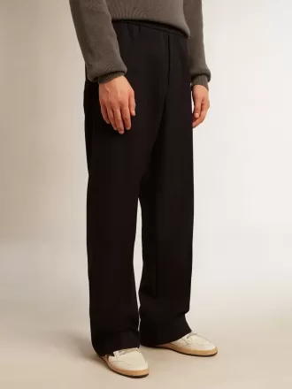 Pantaloni de jogging pentru bărbați din lână albastru închis