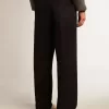 Pantaloni de jogging pentru bărbați din lână albastru închis Pantaloni de jogging pentru bărbați din lână albastru închis