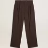 Pantaloni de jogging pentru bărbați din lână maro închis cu model cu dungi subțiri Pantaloni de jogging pentru bărbați din lână maro închis cu model cu dungi subțiri