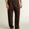 Pantaloni de jogging pentru bărbați din lână maro închis cu model cu dungi subțiri Pantaloni de jogging pentru bărbați din lână maro închis cu model cu dungi subțiri