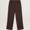 Pantaloni de jogging pentru bărbați din lână maro închis cu model cu dungi subțiri Pantaloni de jogging pentru bărbați din lână maro închis cu model cu dungi subțiri
