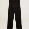 Pantaloni de jogging pentru bărbați din lână neagră Pantaloni de jogging pentru bărbați din lână neagră