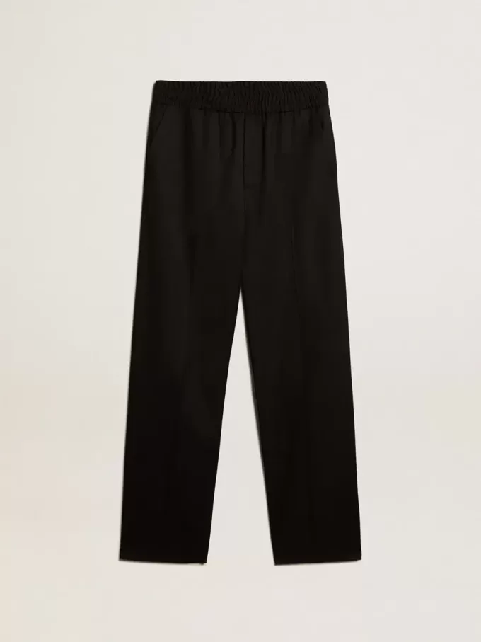 Pantaloni de jogging pentru bărbați din lână neagră Pantaloni de jogging pentru bărbați din lână neagră