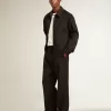 Pantaloni de jogging pentru bărbați din lână neagră Pantaloni de jogging pentru bărbați din lână neagră