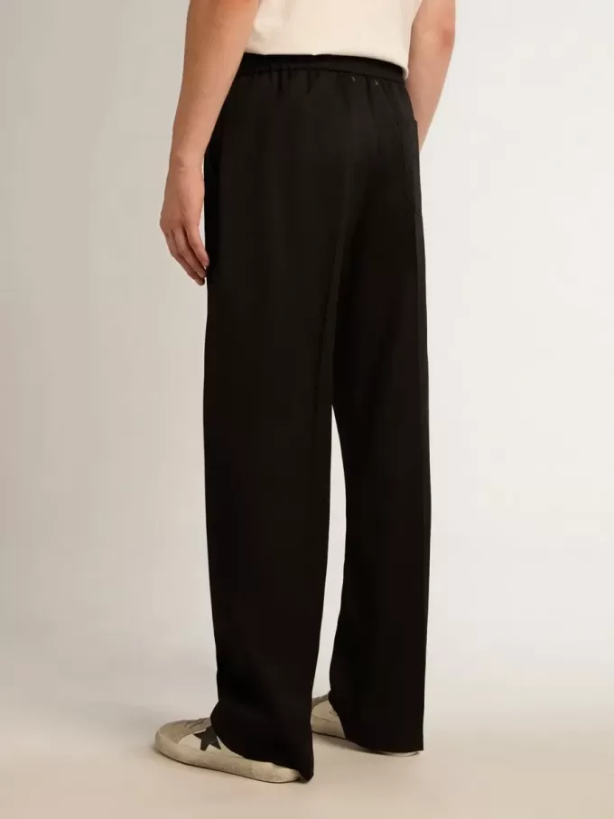 Pantaloni de jogging pentru bărbați din lână neagră Pantaloni de jogging pentru bărbați din lână neagră