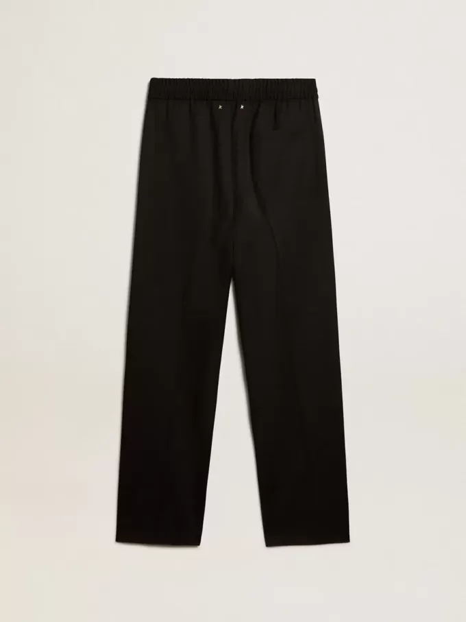Pantaloni de jogging pentru bărbați din lână neagră Pantaloni de jogging pentru bărbați din lână neagră