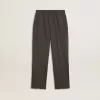 Pantaloni de jogging pentru copii, de culoare verde militar, cu broderie Pantaloni de jogging pentru copii, de culoare verde militar, cu broderie