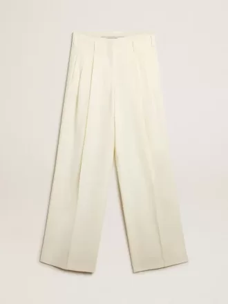 Pantaloni de jogging pentru femei din amestec de lână albă îmbătrânită
