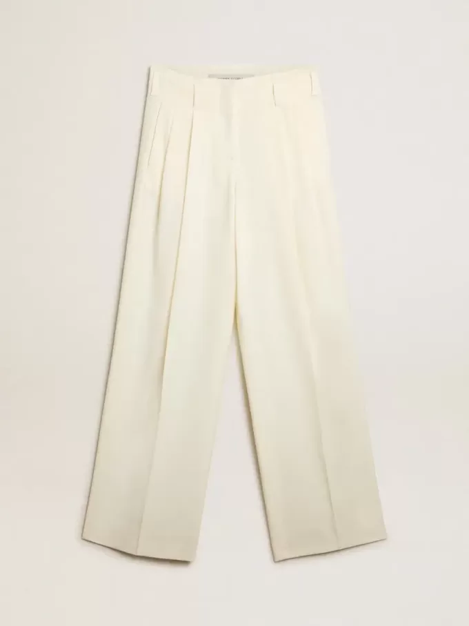 Pantaloni de jogging pentru femei din amestec de lână albă îmbătrânită Pantaloni de jogging pentru femei din amestec de lână albă îmbătrânită
