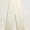 Pantaloni de jogging pentru femei din amestec de lână albă îmbătrânită Pantaloni de jogging pentru femei din amestec de lână albă îmbătrânită