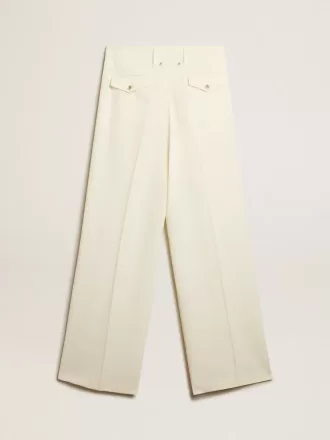 Pantaloni de jogging pentru femei din amestec de lână albă îmbătrânită