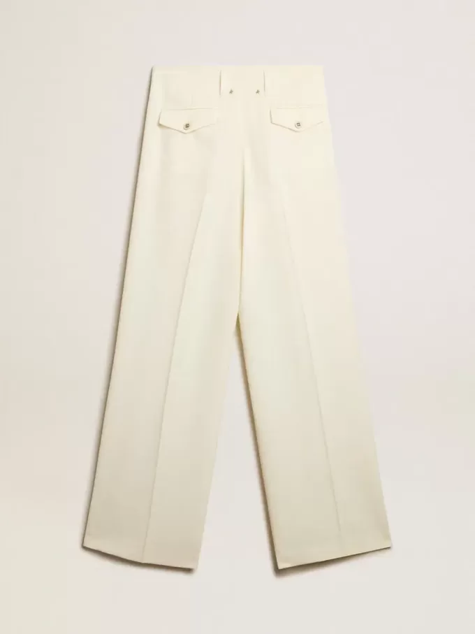 Pantaloni de jogging pentru femei din amestec de lână albă îmbătrânită Pantaloni de jogging pentru femei din amestec de lână albă îmbătrânită