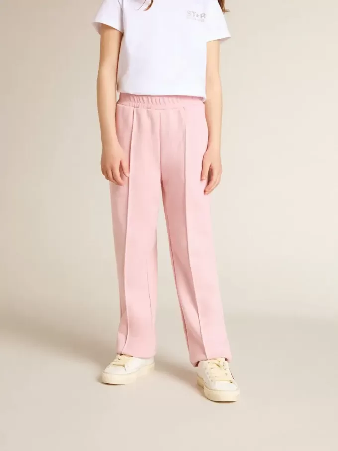 Pantaloni de jogging roz cu stea strălucitoare pe partea din față Pantaloni de jogging roz cu stea strălucitoare pe partea din față