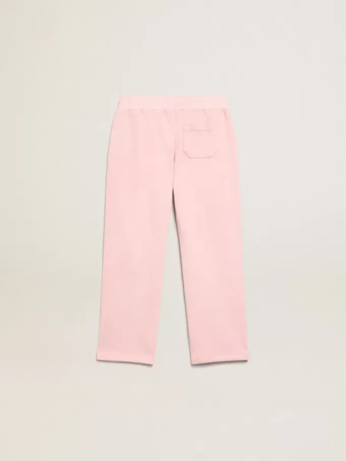 Pantaloni de jogging roz cu stea strălucitoare pe partea din față Pantaloni de jogging roz cu stea strălucitoare pe partea din față