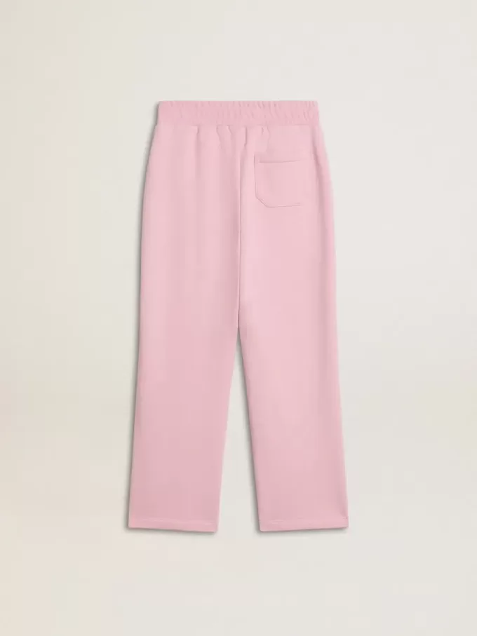 Pantaloni de jogging roz cu stea strălucitoare pe partea din față Pantaloni de jogging roz cu stea strălucitoare pe partea din față