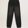 Pantaloni de jogging unisex negri spălați Pantaloni de jogging unisex negri spălați