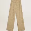 Pantaloni de pijama pentru femei din jacquard bej cu model floral