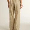 Pantaloni de pijama pentru femei din jacquard bej cu model floral