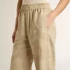 Pantaloni de pijama pentru femei din jacquard bej cu model floral
