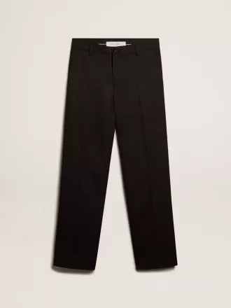Pantaloni de smoking pentru bărbați din gabardină de lână neagră