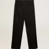 Pantaloni de smoking pentru bărbați din gabardină de lână neagră Pantaloni de smoking pentru bărbați din gabardină de lână neagră