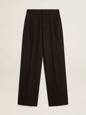 Pantaloni din amestec de lână și viscoză, de culoare neagră