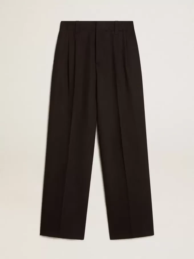 Pantaloni din amestec de lână și viscoză, de culoare neagră Pantaloni din amestec de lână și viscoză, de culoare neagră