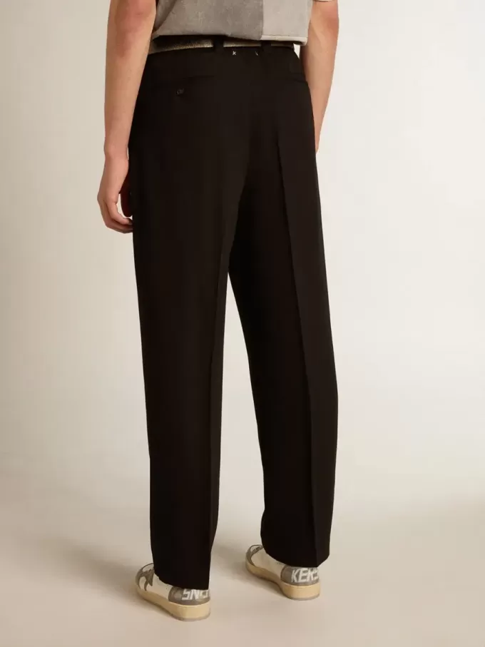 Pantaloni din amestec de lână și viscoză, de culoare neagră Pantaloni din amestec de lână și viscoză, de culoare neagră