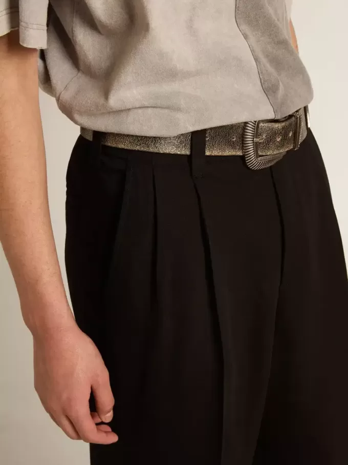 Pantaloni din amestec de lână și viscoză, de culoare neagră Pantaloni din amestec de lână și viscoză, de culoare neagră
