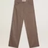Pantaloni din amestec de lână pentru femei, în culoare maro deschis, cu model micro chevron Pantaloni din amestec de lână pentru femei, în culoare maro deschis, cu model micro chevron