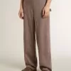 Pantaloni din amestec de lână pentru femei, în culoare maro deschis, cu model micro chevron Pantaloni din amestec de lână pentru femei, în culoare maro deschis, cu model micro chevron