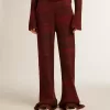 Pantaloni din bumbac cu dungi neregulate