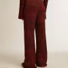 Pantaloni din bumbac cu dungi neregulate